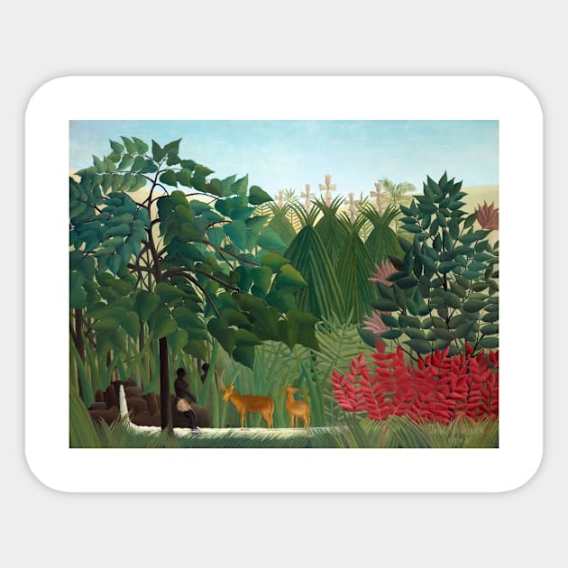 Henri Rousseau - The Waterfall Sticker by SybaDesign